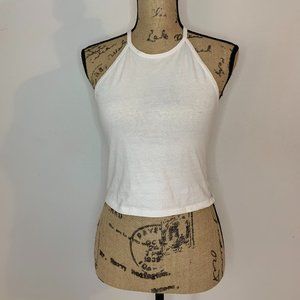 White halter crop top